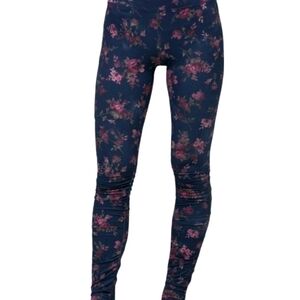 KiraGrace Flirt Performance High Waist Yoga Tights Leggings In Floral Navy Posy